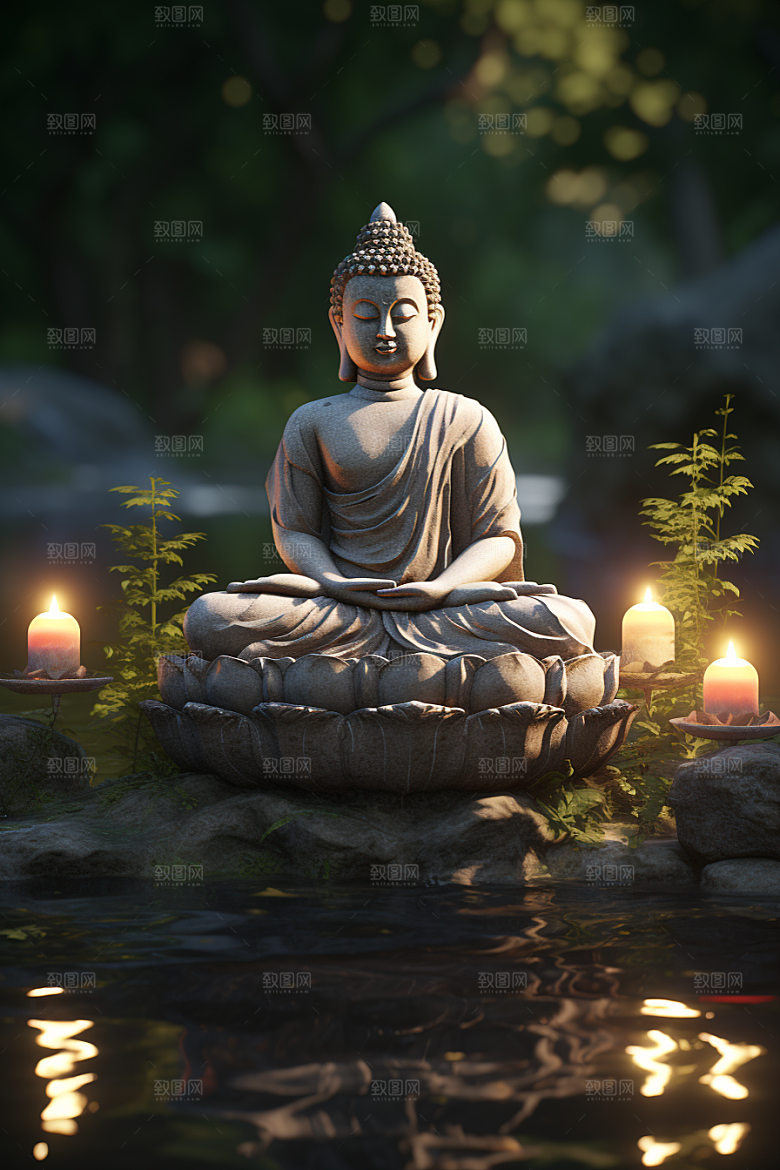 禅意佛像佛教雕像素材