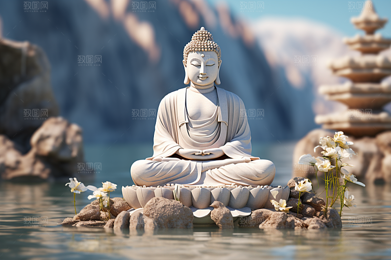 禅意佛像平和佛教素材