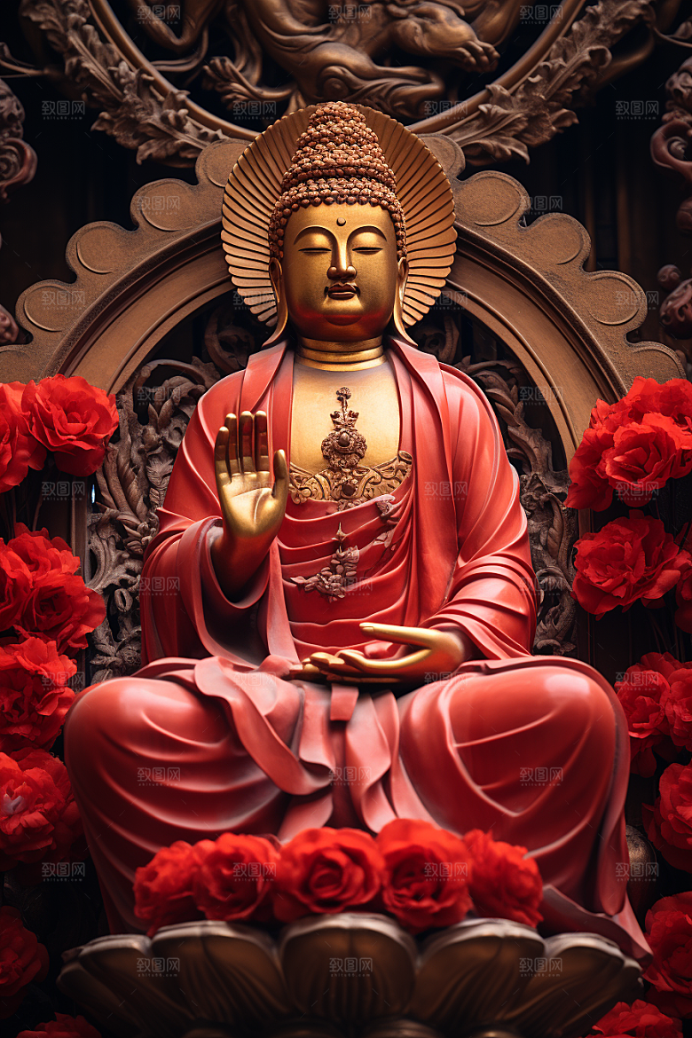 禅意佛像自然环境平和素材