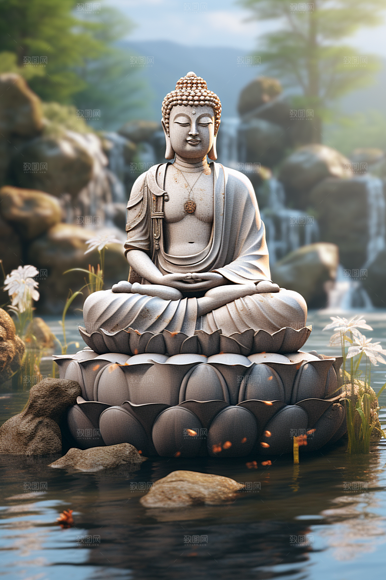 禅意佛像氛围宗教素材