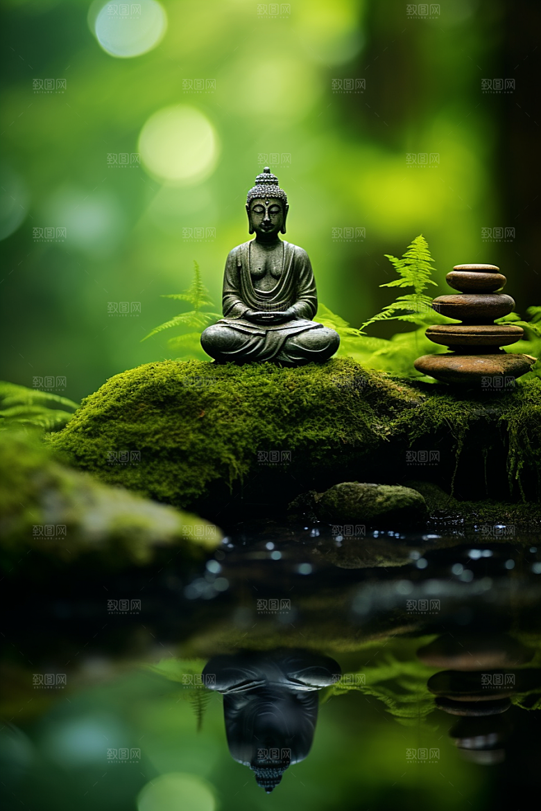 禅意佛像平和雕塑素材