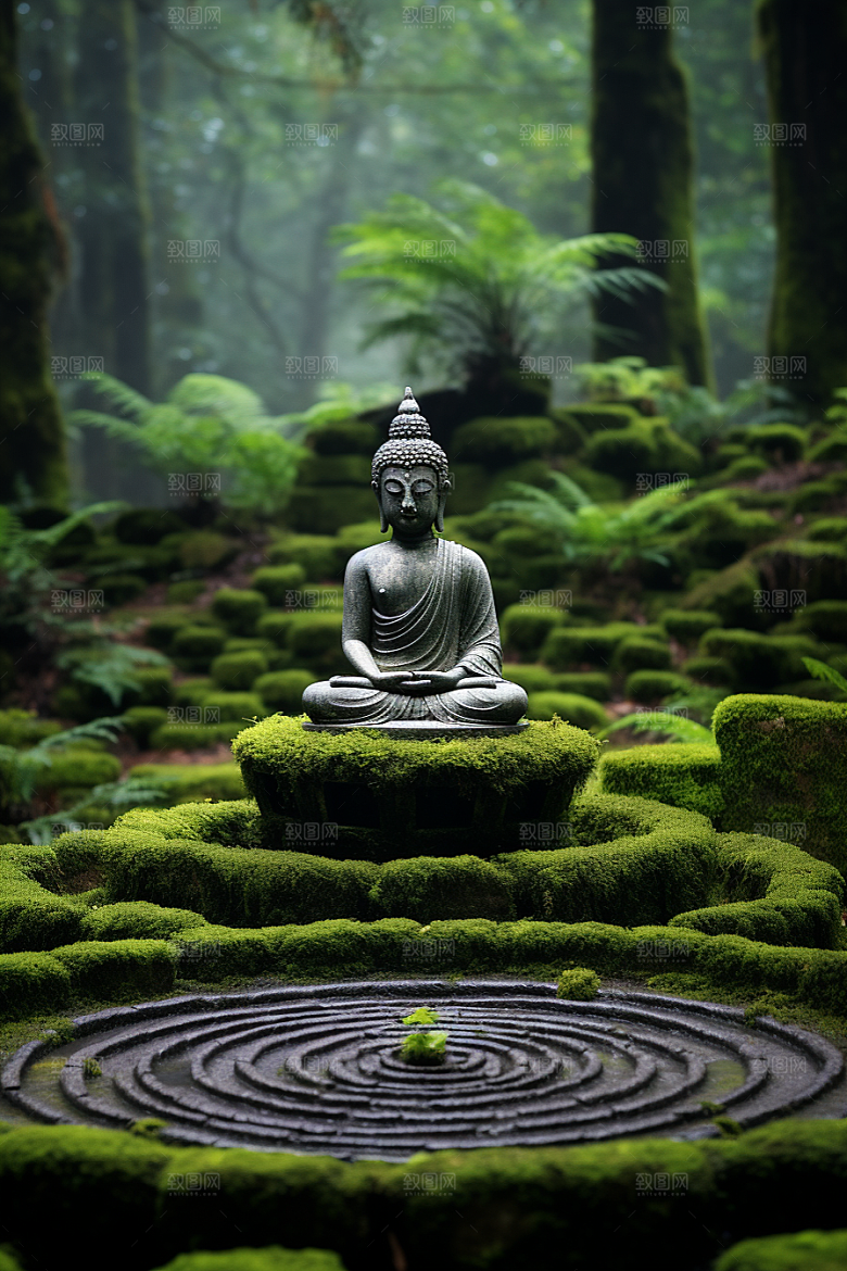 禅意佛像山水石雕素材