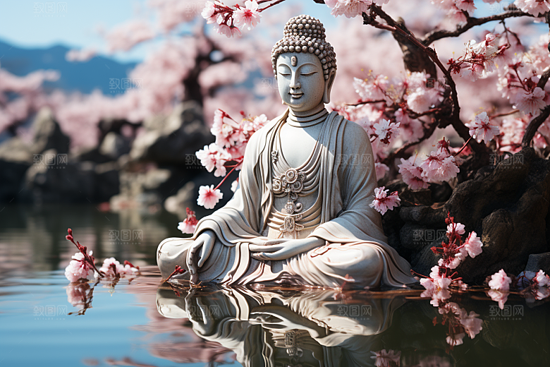 禅意佛像佛教山水素材