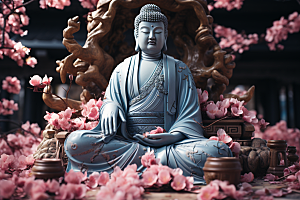 禅意佛像高清氛围素材