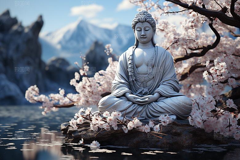 禅意佛像氛围石雕素材