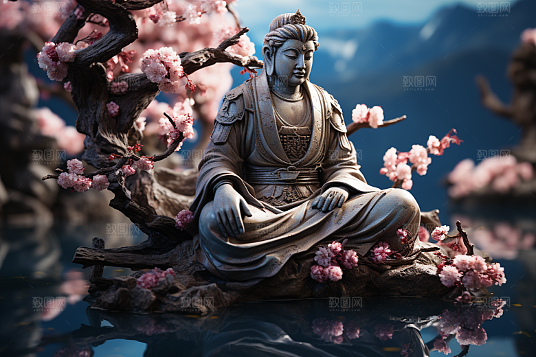 禅意佛像雕塑佛教素材