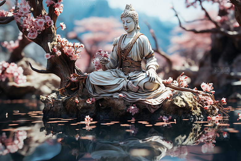 禅意佛像平和石雕素材