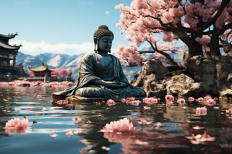 禅意佛像氛围石雕素材