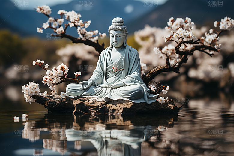 禅意佛像宗教平和素材
