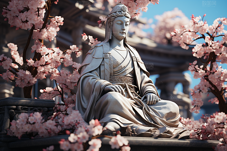 禅意佛像石雕雕塑素材