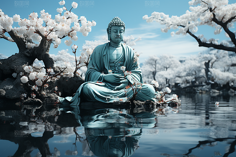 禅意佛像佛教雕塑素材