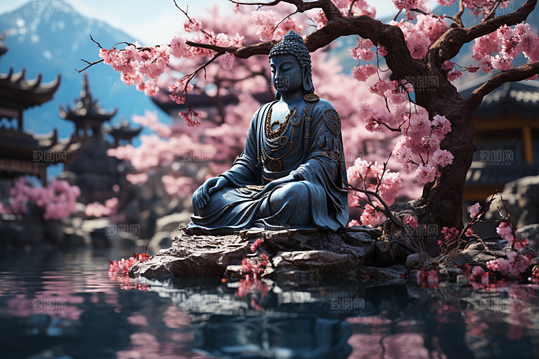 禅意佛像自然环境石雕素材