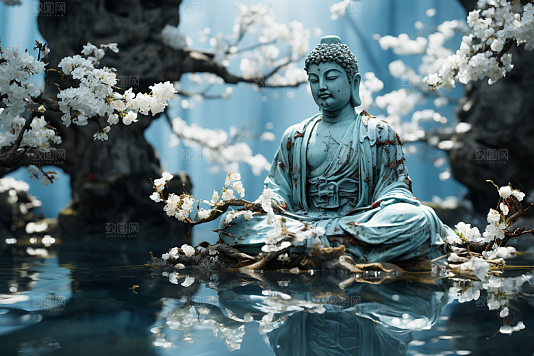 禅意佛像自然环境宗教素材