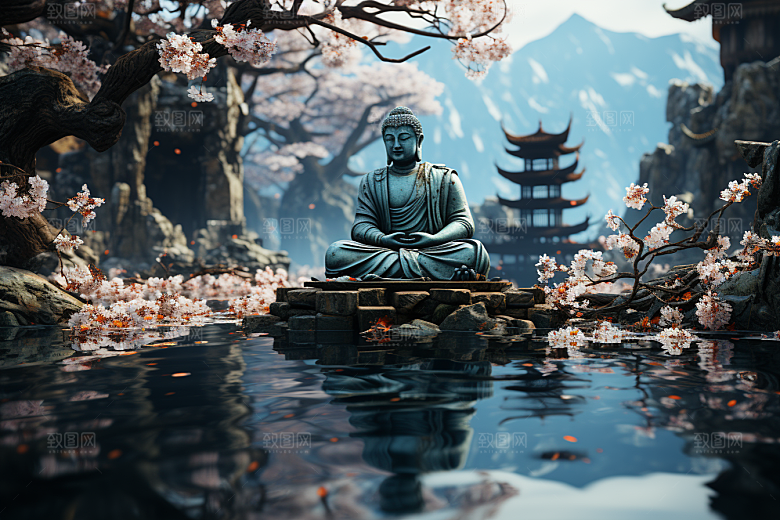 禅意佛像高清石雕素材