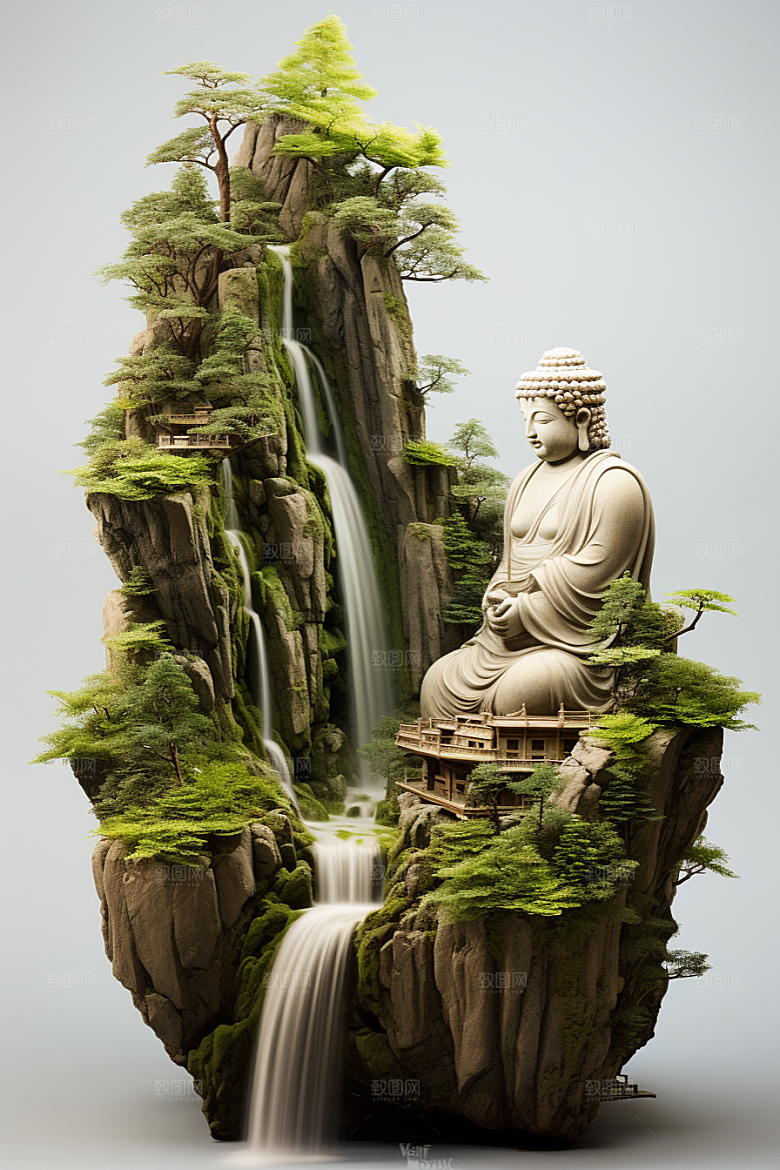 禅意佛像佛教氛围素材