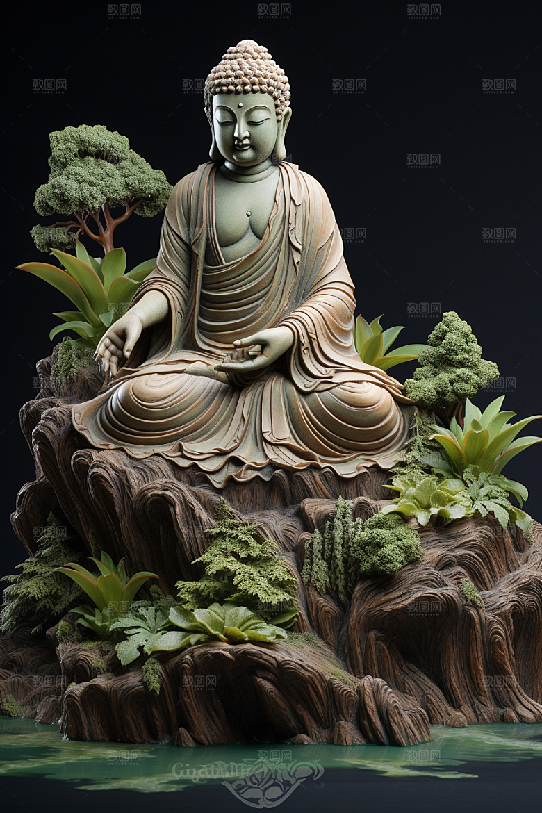 禅意佛像高清雕像素材
