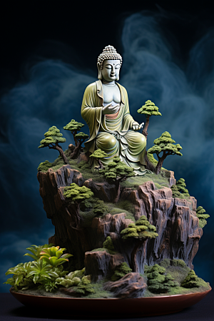 禅意佛像佛教山水素材
