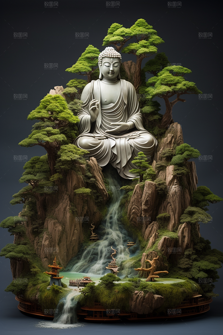 禅意佛像信仰氛围素材