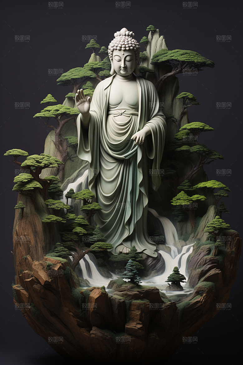 禅意佛像高清宗教素材