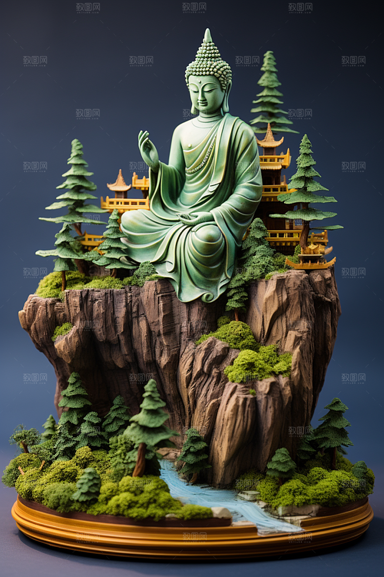 禅意佛像平和氛围素材