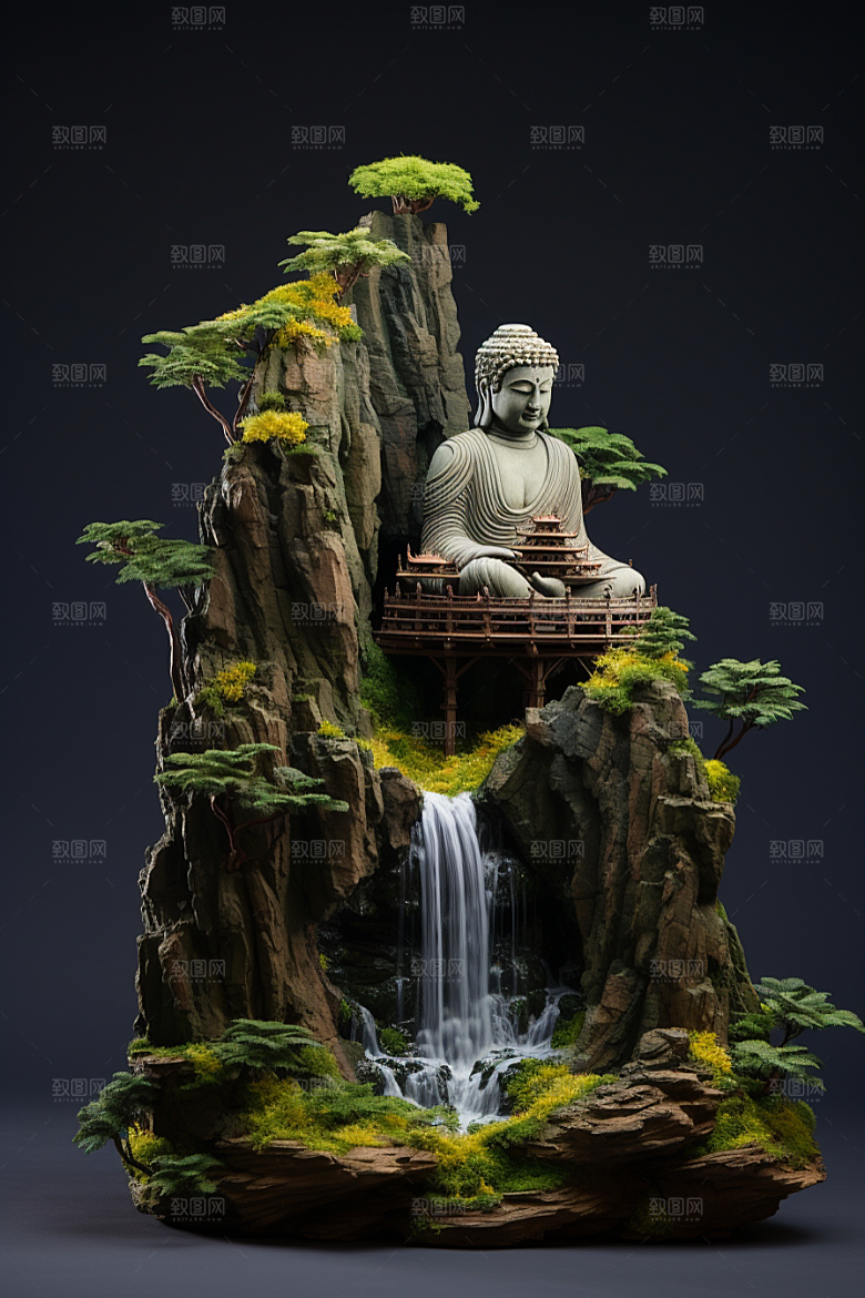 禅意佛像宗教氛围素材