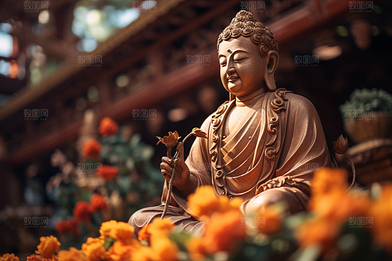 禅意佛像佛教氛围素材