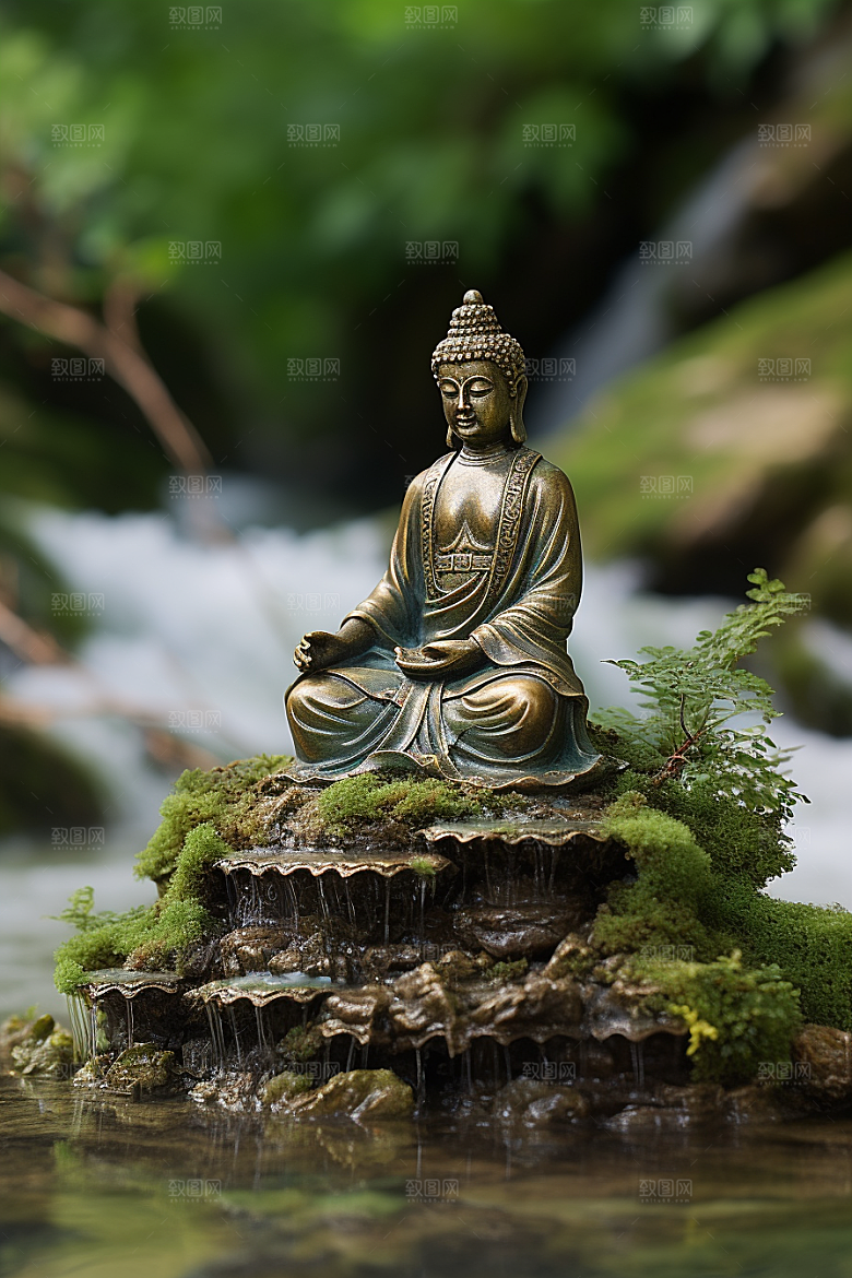 禅意佛像平和雕像素材