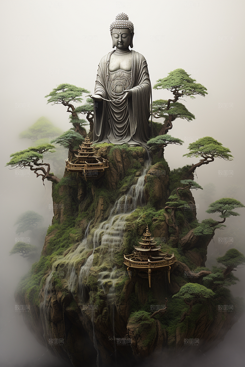 禅意佛像氛围佛教素材
