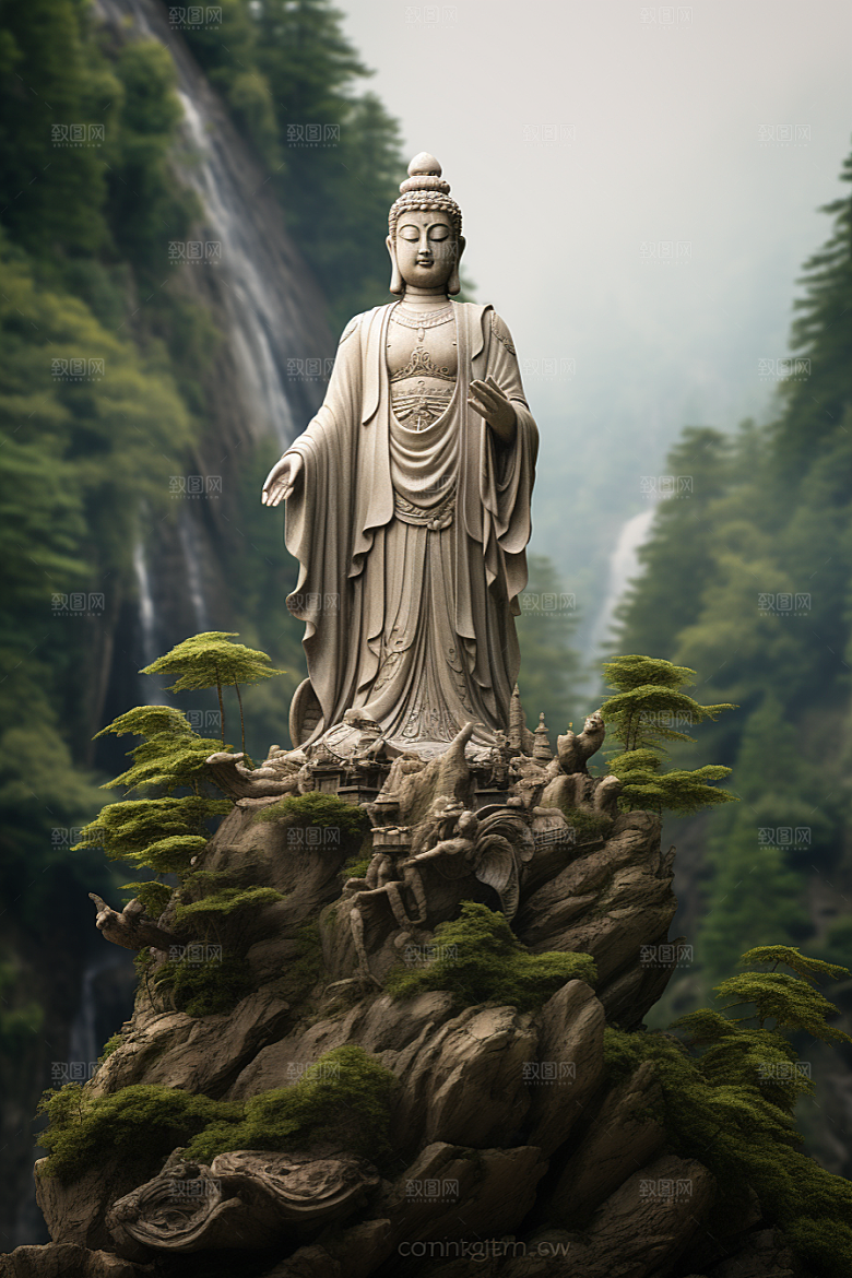 禅意佛像氛围自然环境素材
