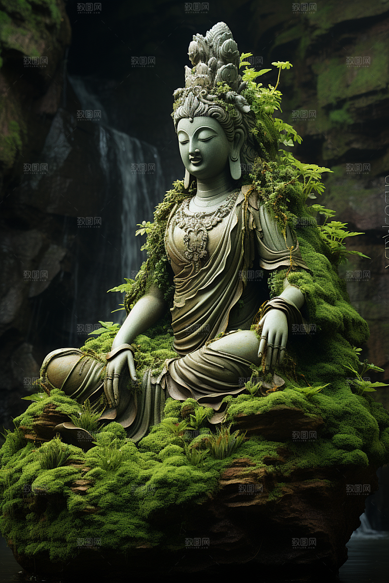 禅意佛像石雕山水素材