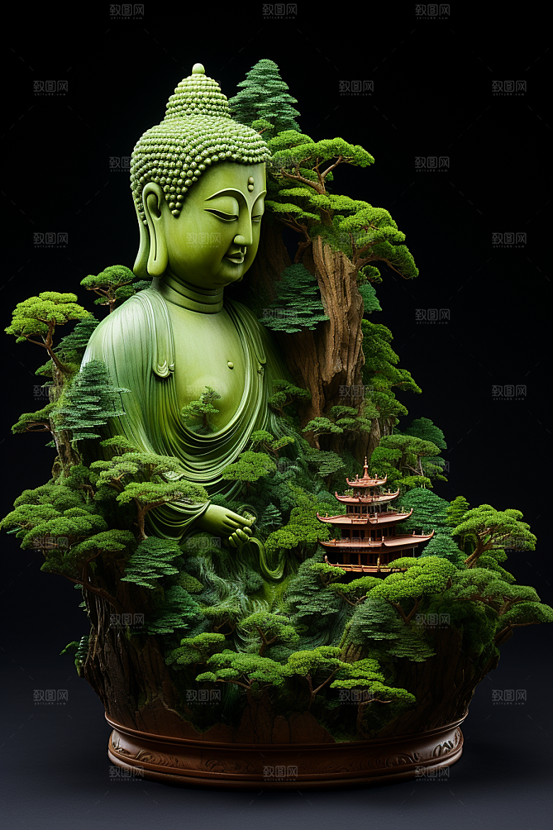 禅意佛像氛围石雕素材