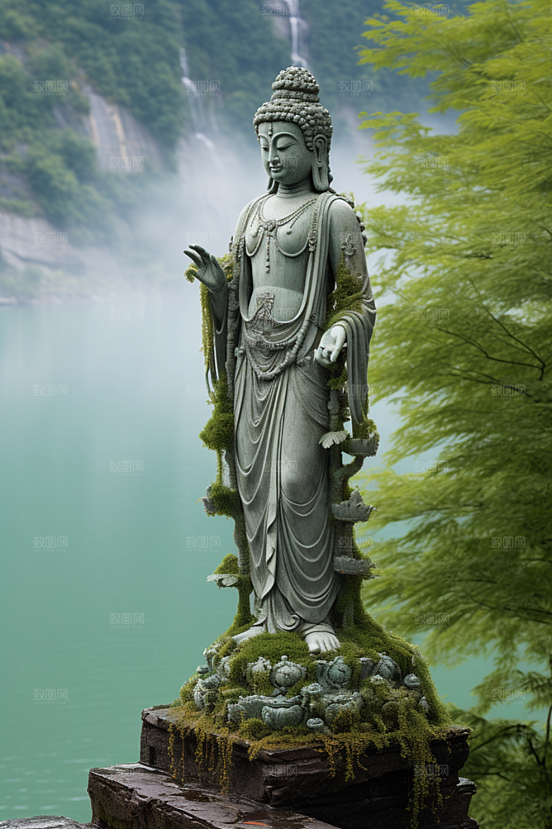 禅意佛像平和雕塑素材