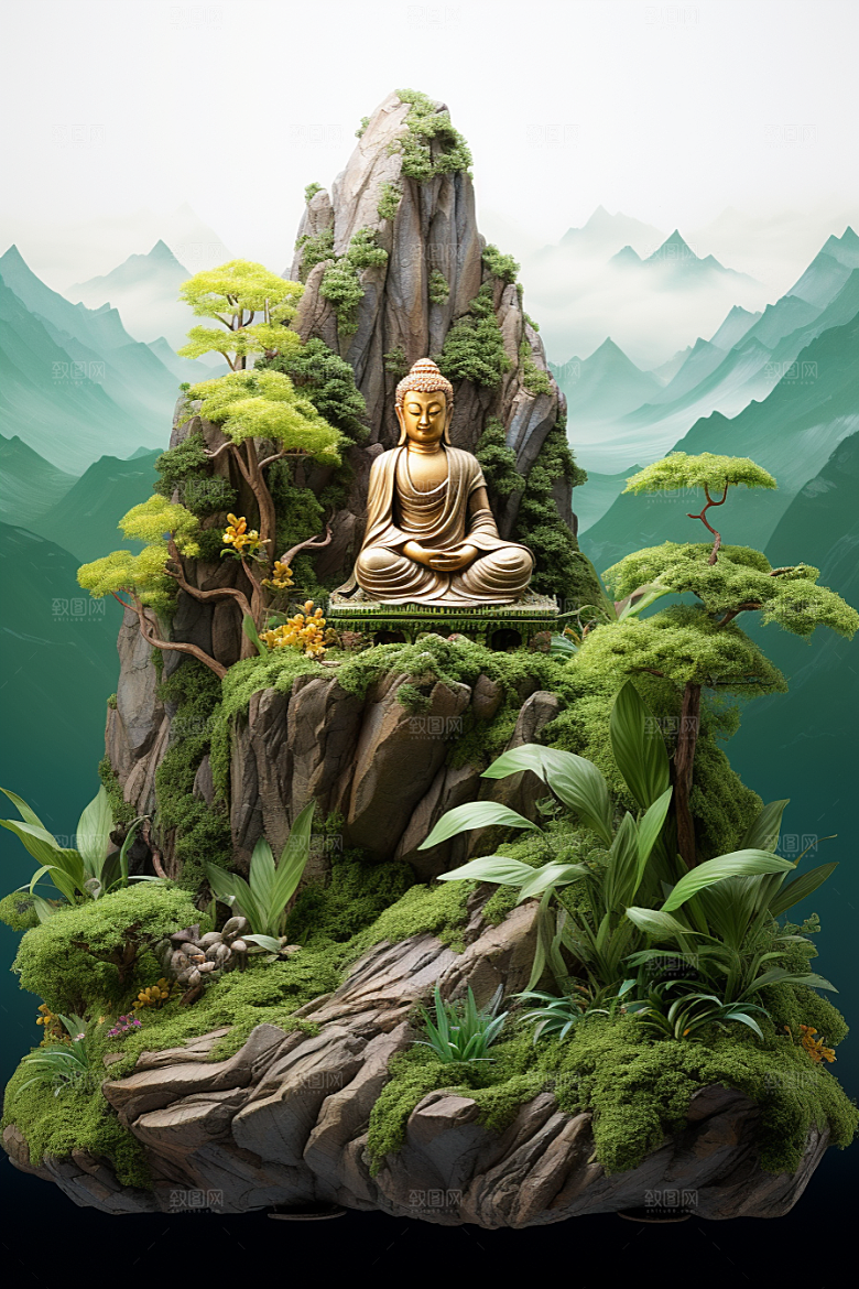 禅意佛像雕塑高清素材