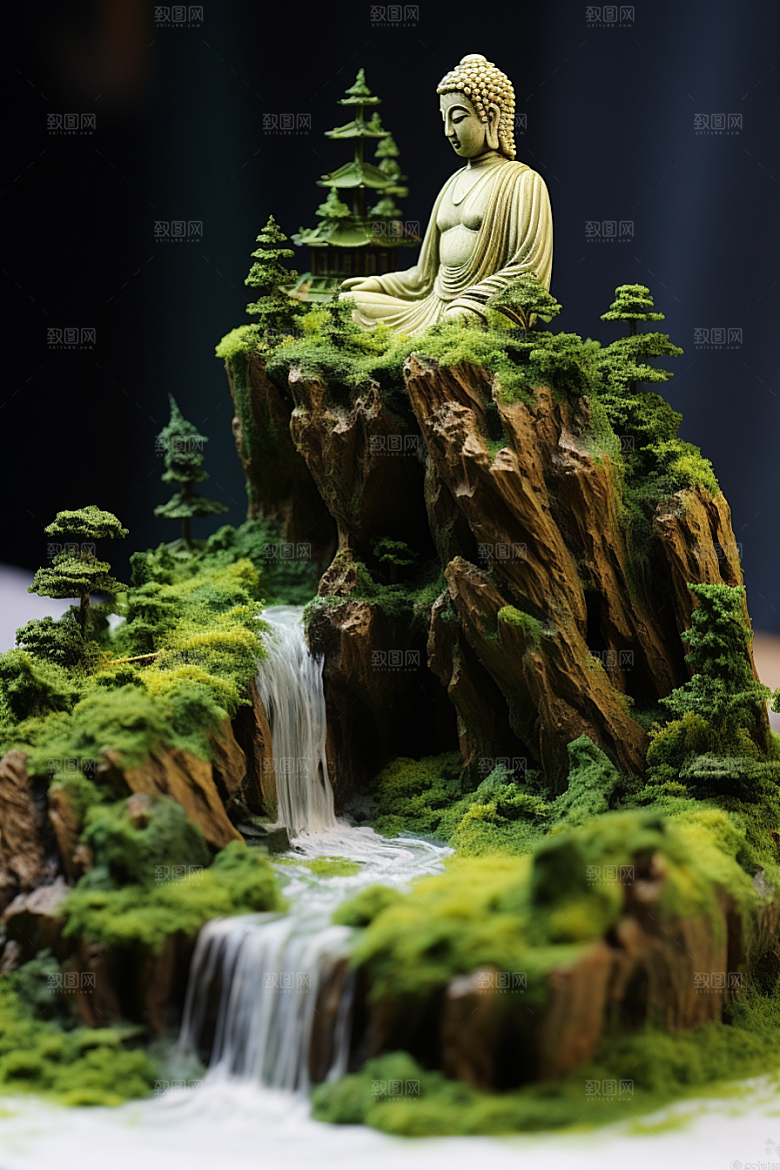 禅意佛像石雕氛围素材