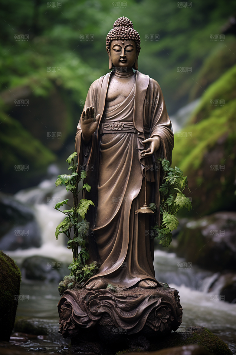 禅意佛像佛教自然环境素材