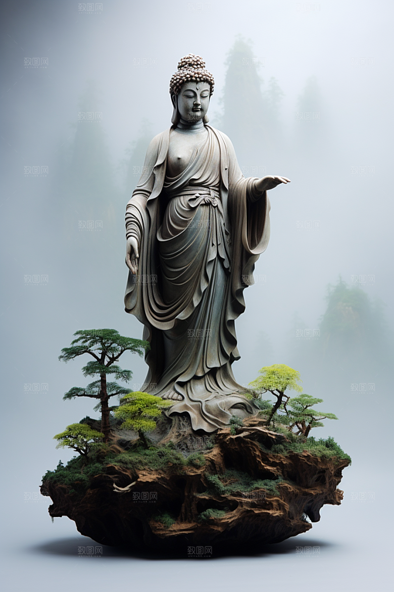 禅意佛像氛围信仰素材