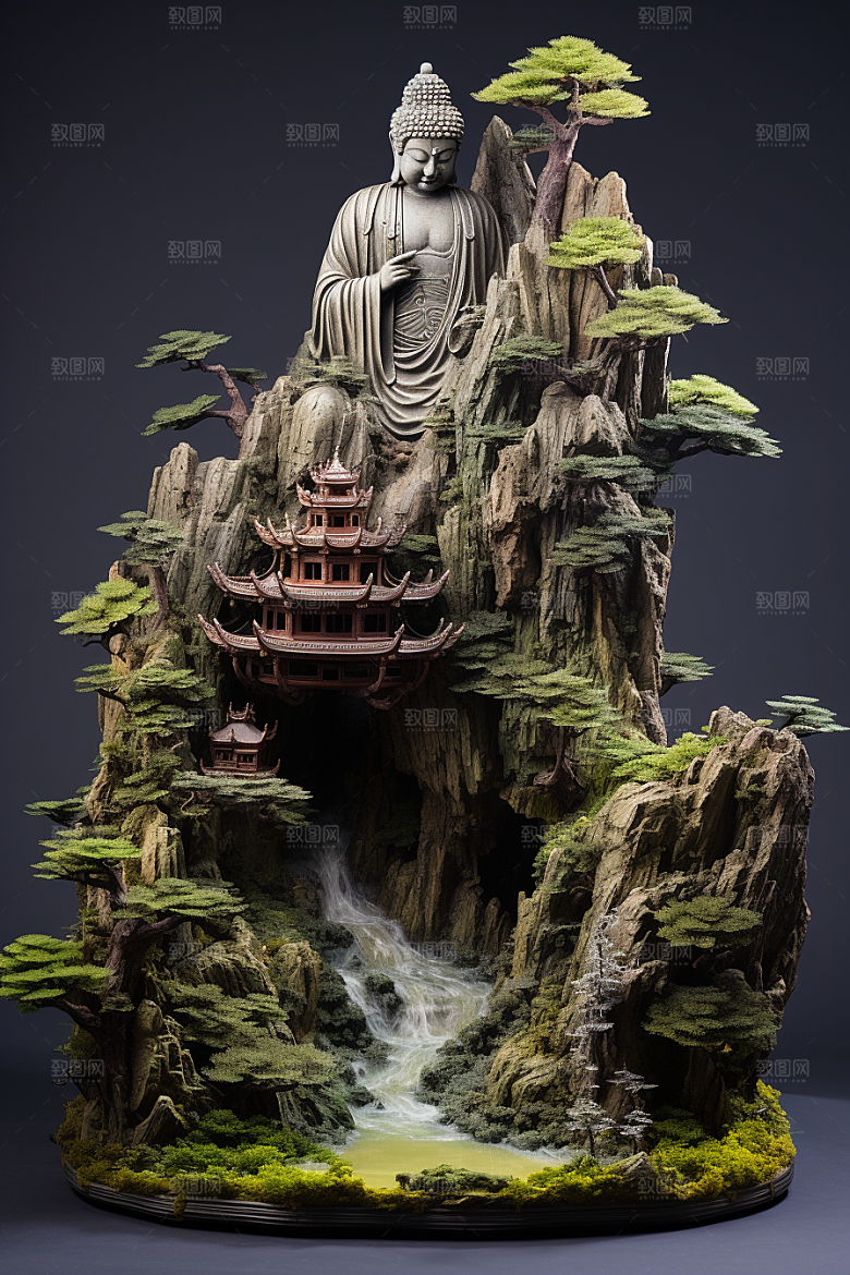 禅意佛像佛教氛围素材