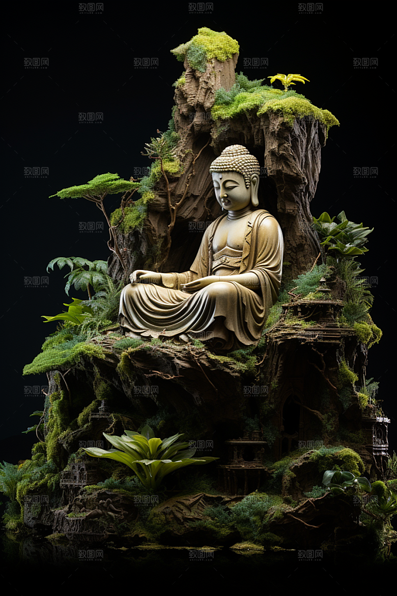 禅意佛像雕塑佛教素材