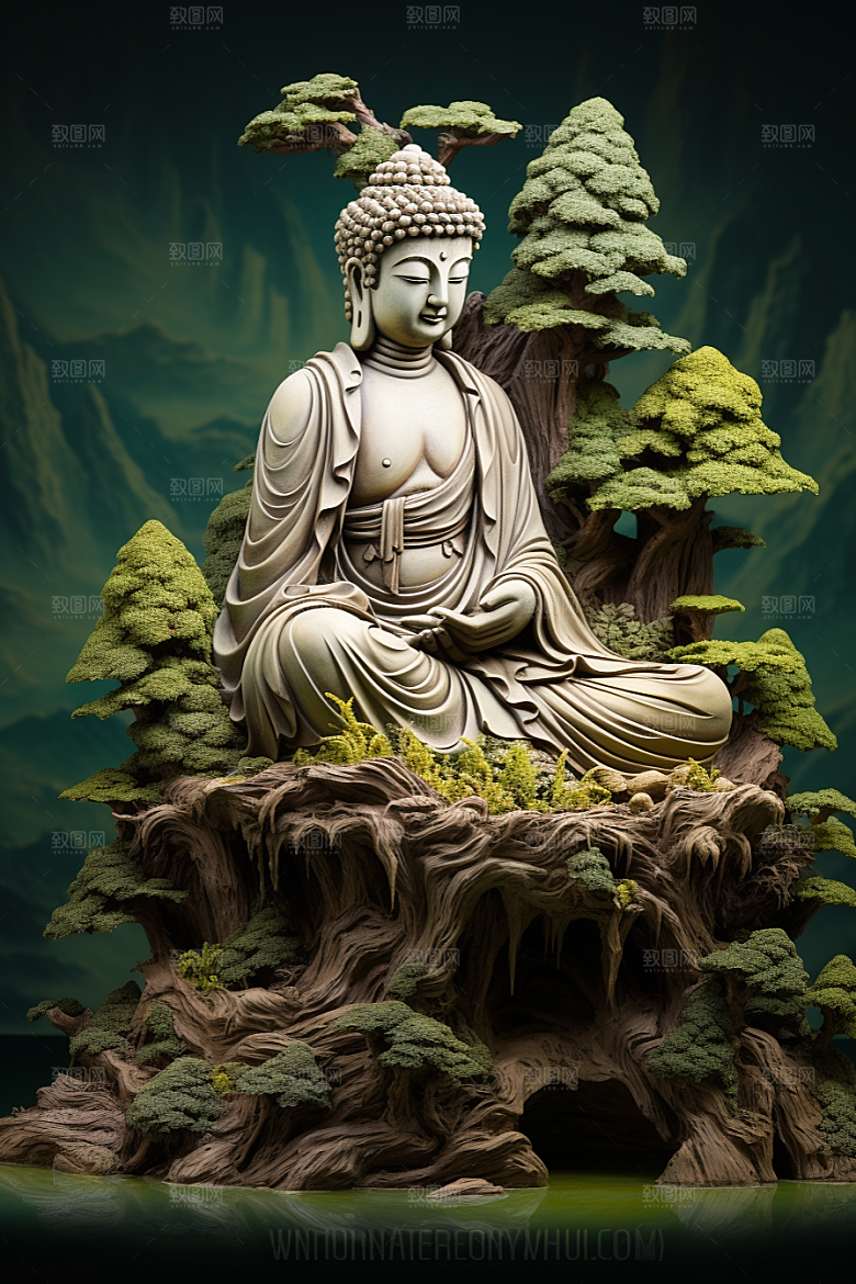 禅意佛像平和雕塑素材