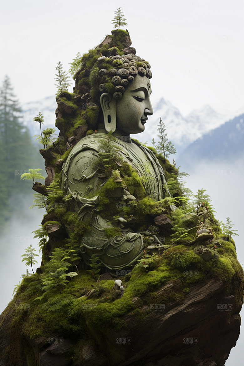 禅意佛像山水信仰素材