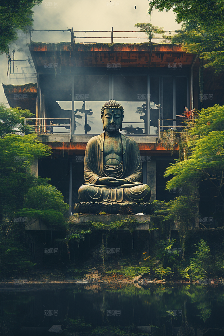 禅意佛像佛教平和素材