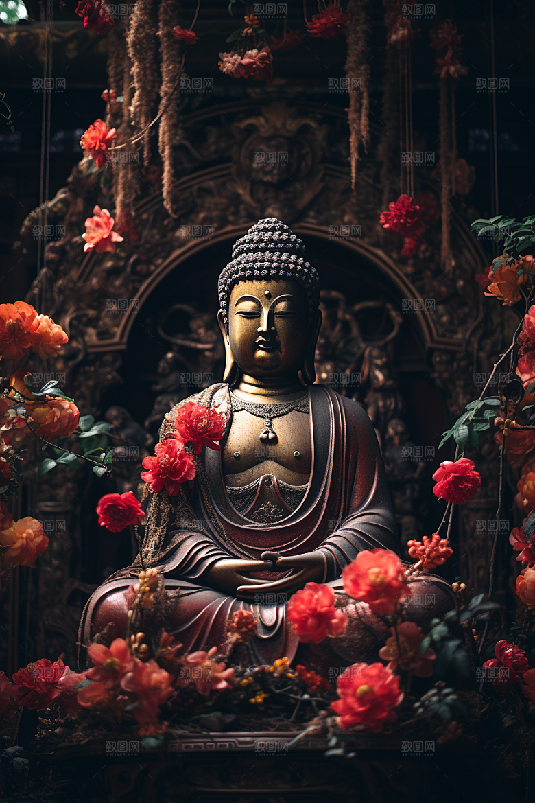 禅意佛像信仰平和素材