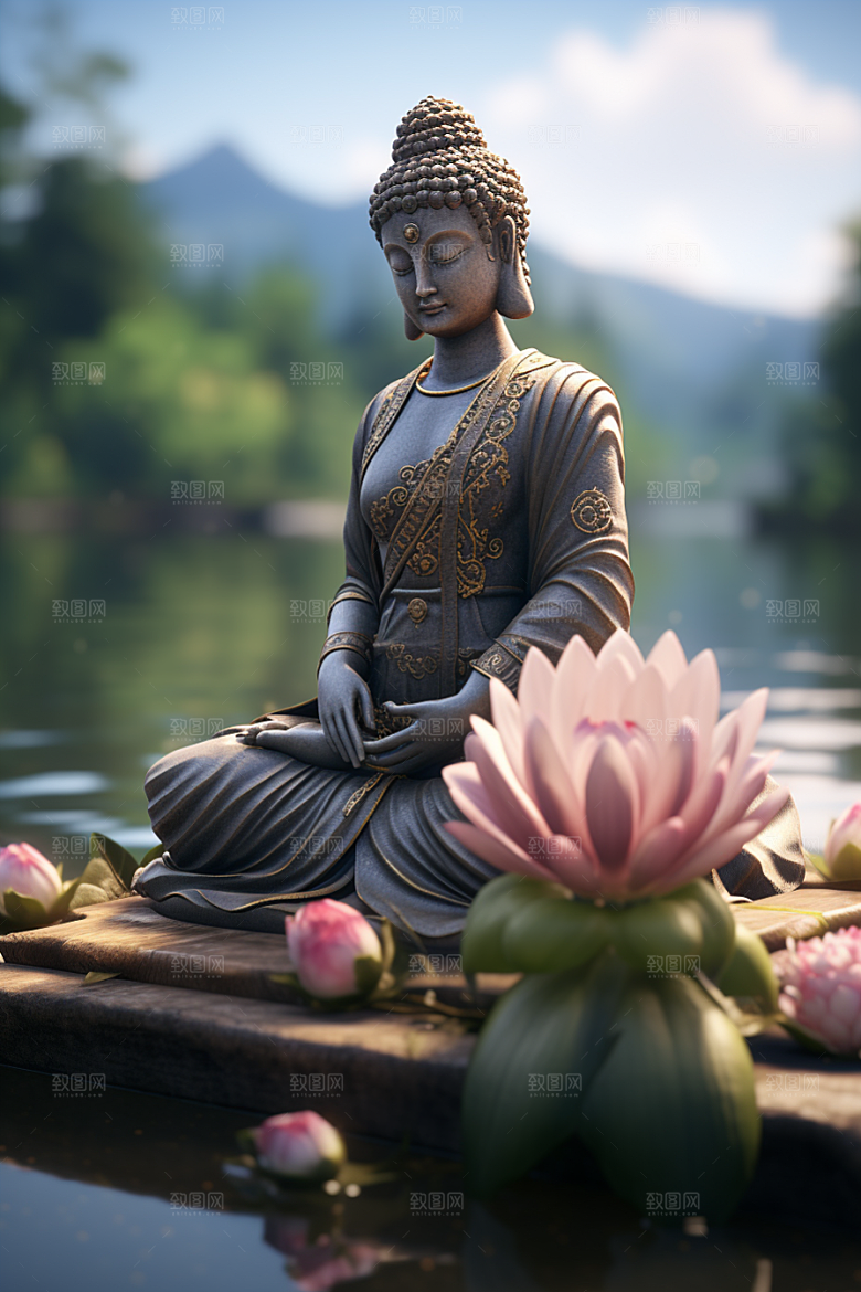 禅意佛像高清雕塑素材