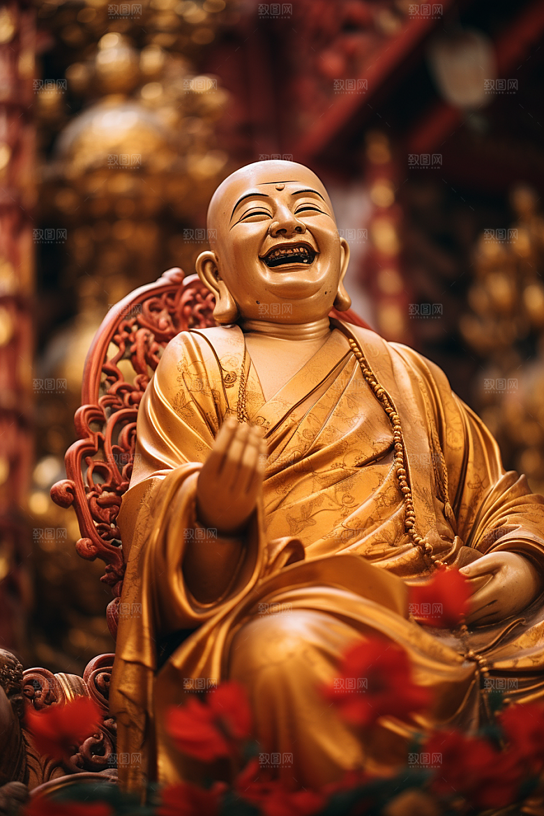 禅意佛像雕塑自然环境素材
