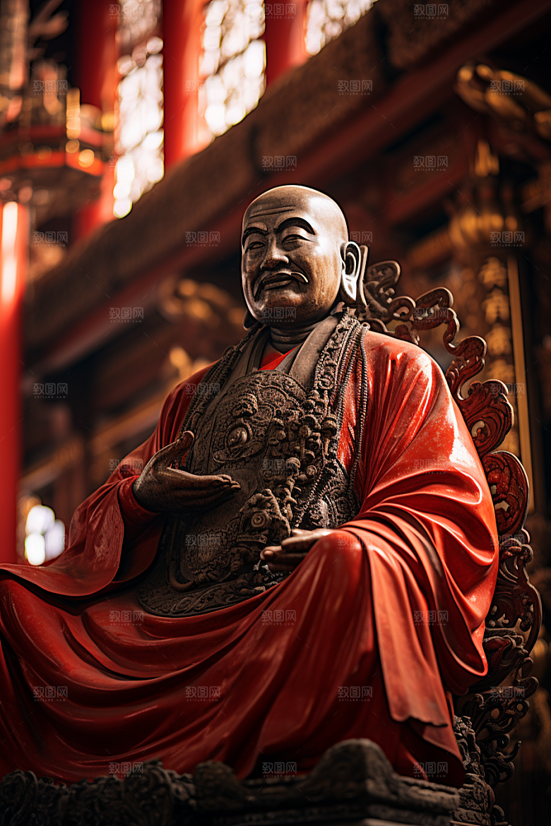 禅意佛像山水平和素材