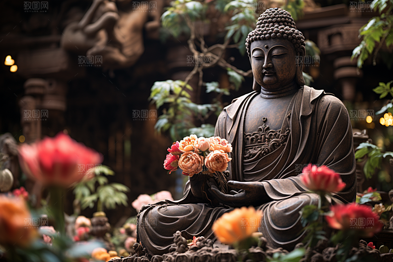 禅意佛像高清山水素材