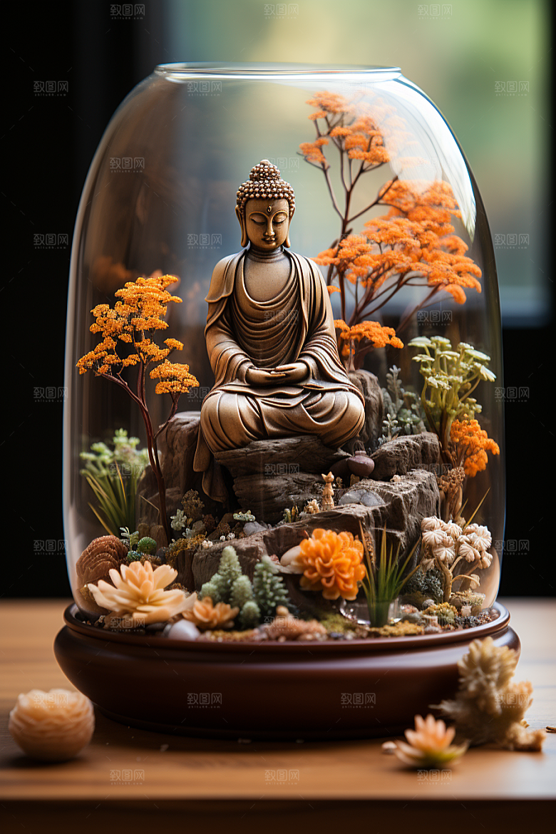 禅意佛像高清石雕素材
