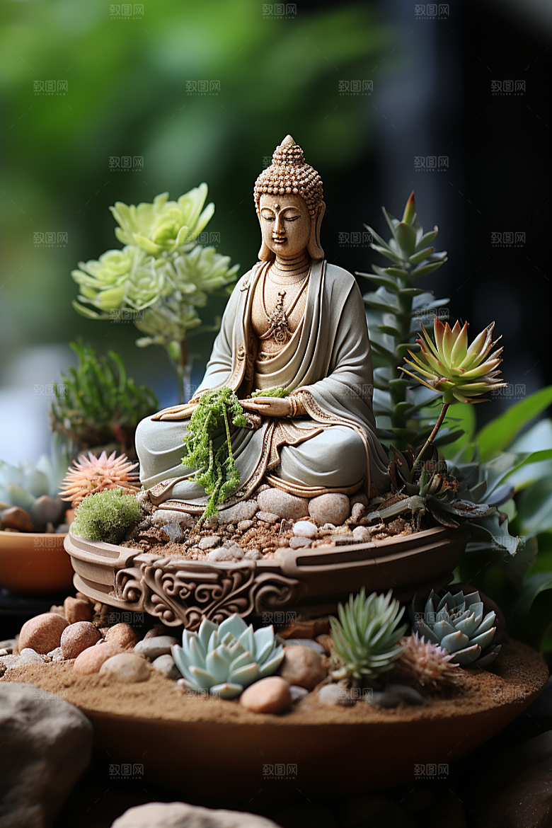 禅意佛像平和氛围素材