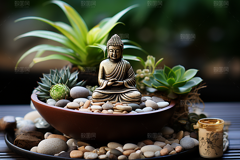 禅意佛像石雕雕像素材