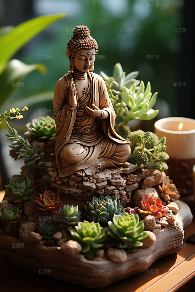 禅意佛像平和雕塑素材